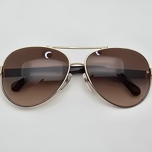 Chanel 4195-Q c. 395/3B Gold Quilted Leather Frame Brown Lens Aviator Sunglasses main image 6